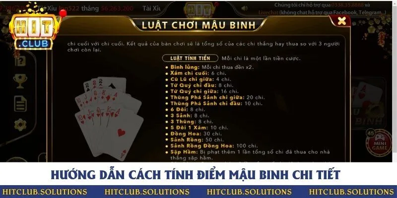 Phương thức tính điểm chi tiết mỗi quân bài trong mậu binh