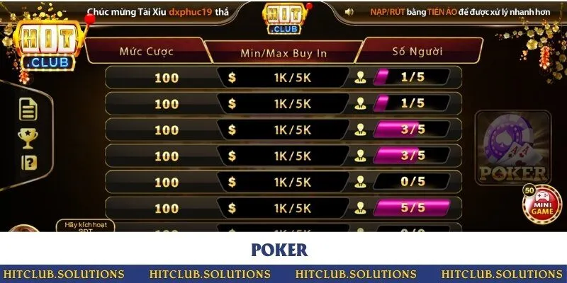Tận hưởng 4 vòng cược kịch tính tại cổng game Hit Club
